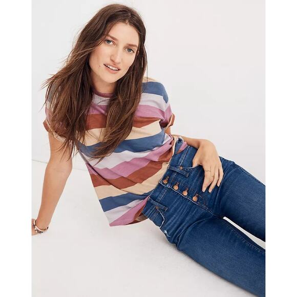 Madewell 10" High Rise Skinny Jean Size 27 Hanna Wash Blue Button Fly Distressed - Picture 9 of 9